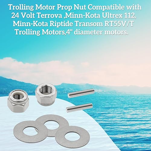 Miniatura 2 de Tuerca de apoyo del motor de arrastre, pasador de cizalla y arandelas de repuesto para piezas Minn Kota MKP-33 MKP-34 MKP-38 1865019