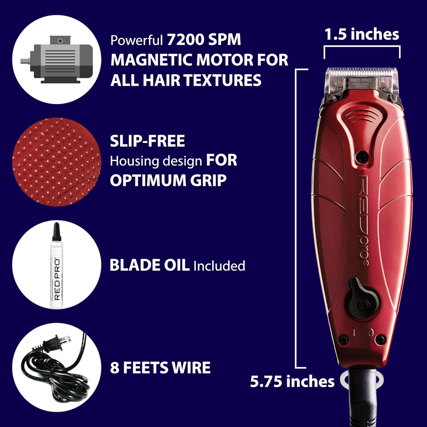 RED Pro Edgelining Shaper Hair Clipper and Trimmer Zero Gapped Blade Trimmer Edgers Clippers Electric Beard Trimmer Shaver Hair Cutting Kit for Men