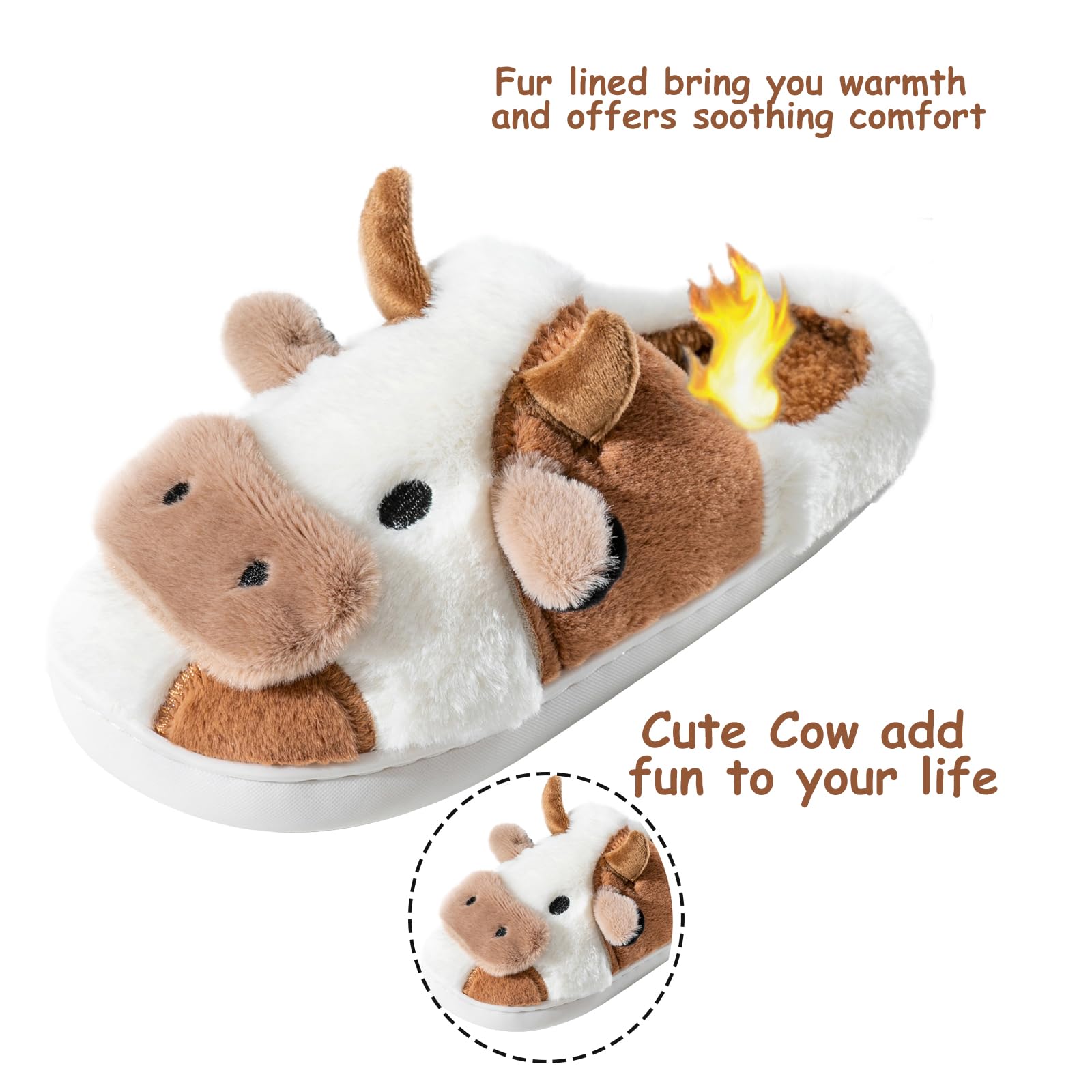 Fadezar Pantofole Donna Squalo/Mucca Ciabatte Donna Uomo Peluche Calde leggere Morbide Comode e Antiscivolo Ciabatte Invernali