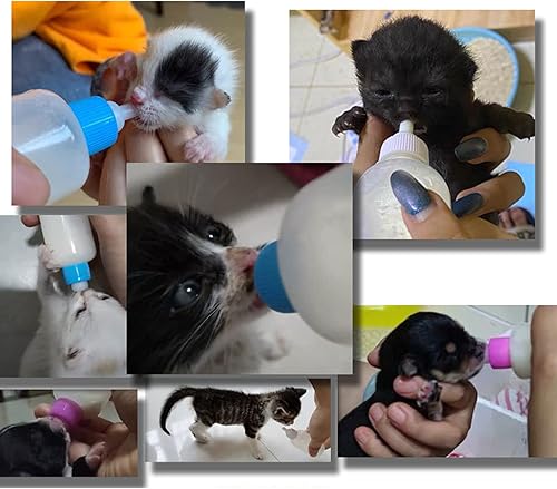 Miniatura 7 de Kit de botella para mascotas botella líquida para apretar mini tetina de silicona reemplazable para gatitos recién nacidos cachorros conejos