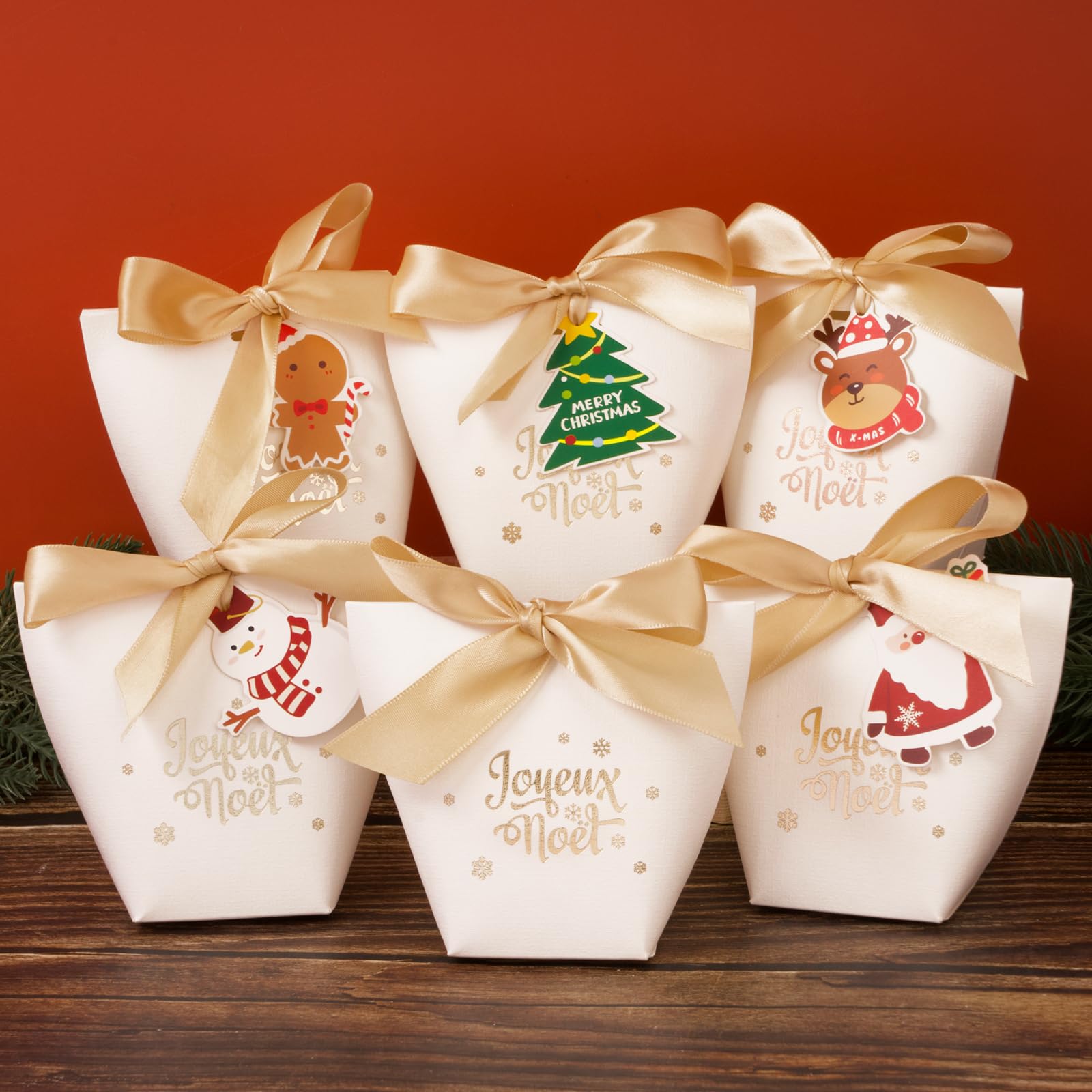 Chocolat Noel 25PCS Boîtes De Bonbon En Allemand Et Étiquettes Rubans Bonbonnière Chocolat En Carton Ballotin Dragée Pour Emballage Cadeaux De Noël Petit Boîtes Calendrier Avent A Remplir