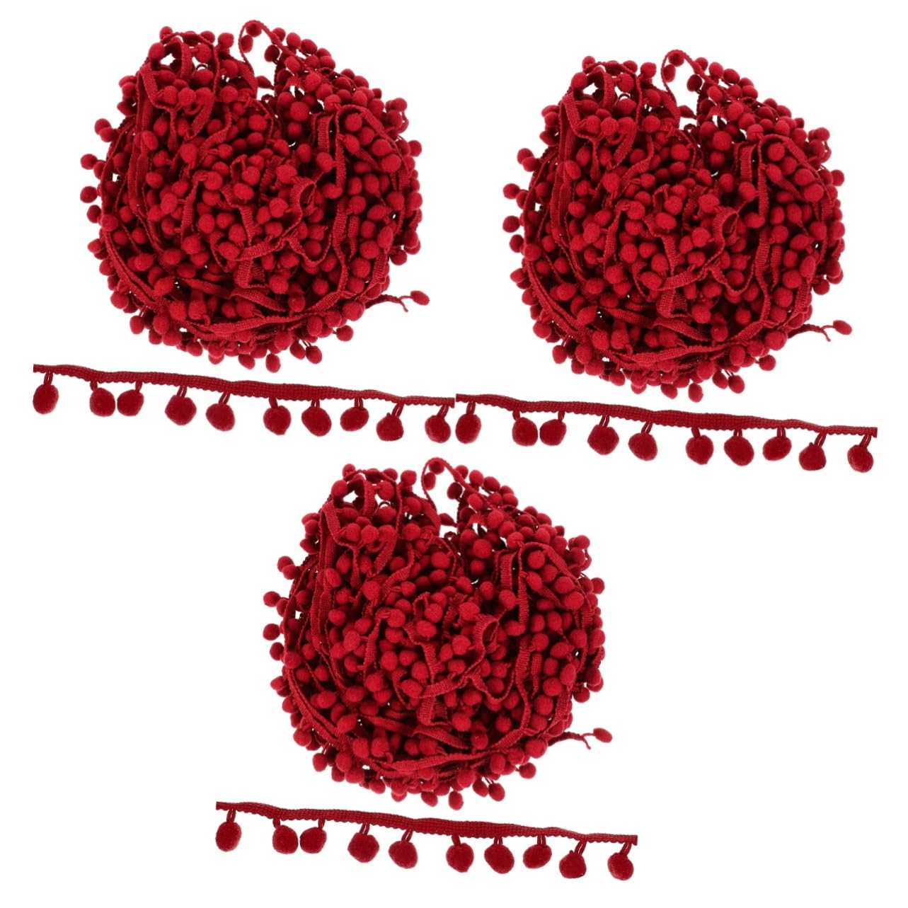 Operitacx 3stücke Pompon Borte Für Dekoration Ballfransen Für Vorhänge Kleidung Und Hochzeiten Weinrot Hochwertige Langlebige Materialien Für Kreative Projekte