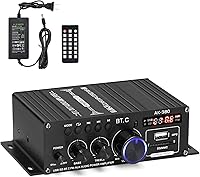 Vista 9 de Amplificador de audio estéreo 298Pro, máximo 400 W, amplificador de potencia inalámbrico Bluetooth 5.0 con Bluetooth 5.0, sistema de audio de cine