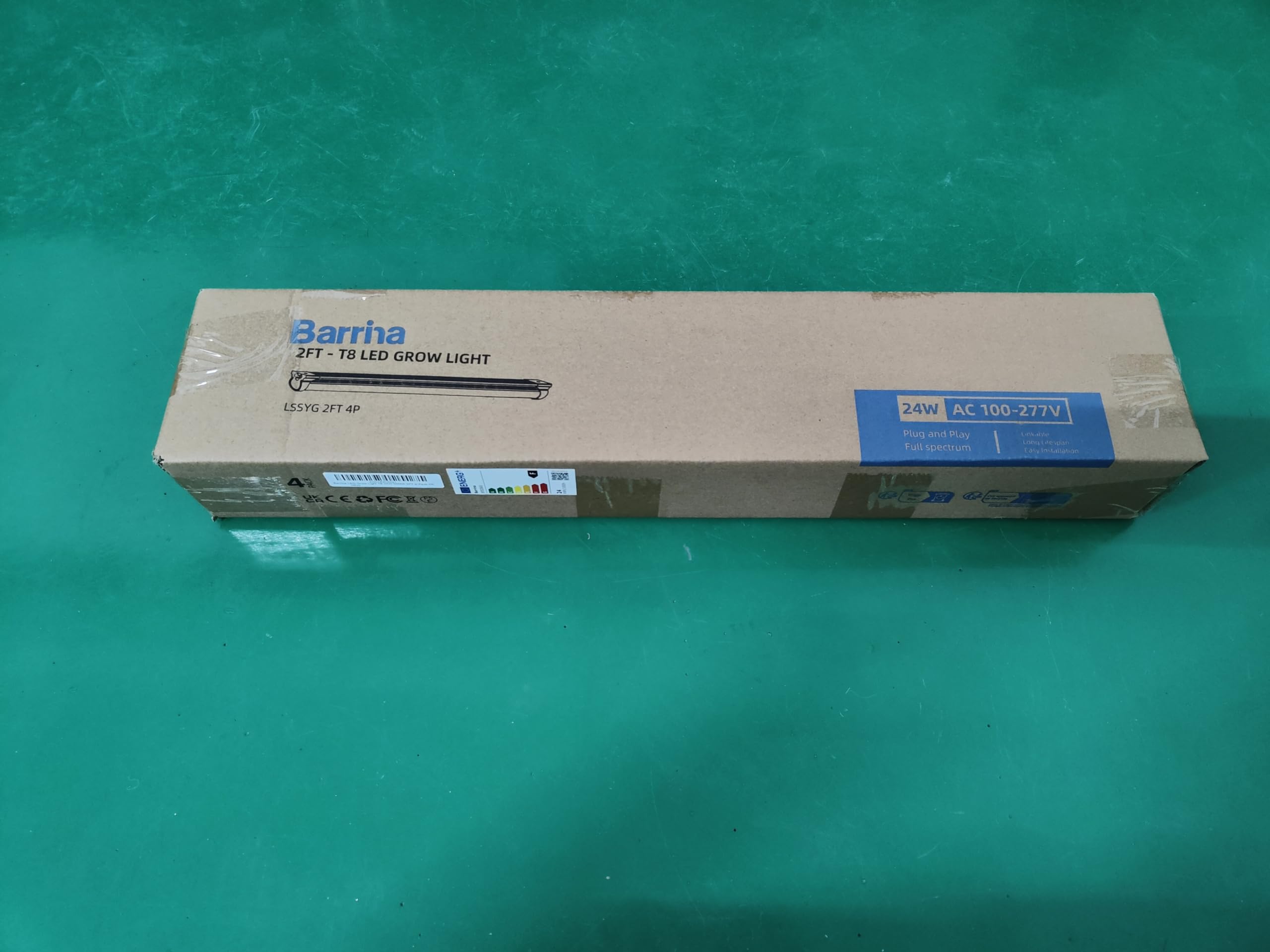Barrina T8 Lumière de Croissance pour Plantes D'intérieur,96w(4x24W),Interrupteur Automatique 60cm 5000K, Minuterie 4/9/14H, Lumière de Plante LED à Spectre Complet, Conception Liable, 4 Pièces