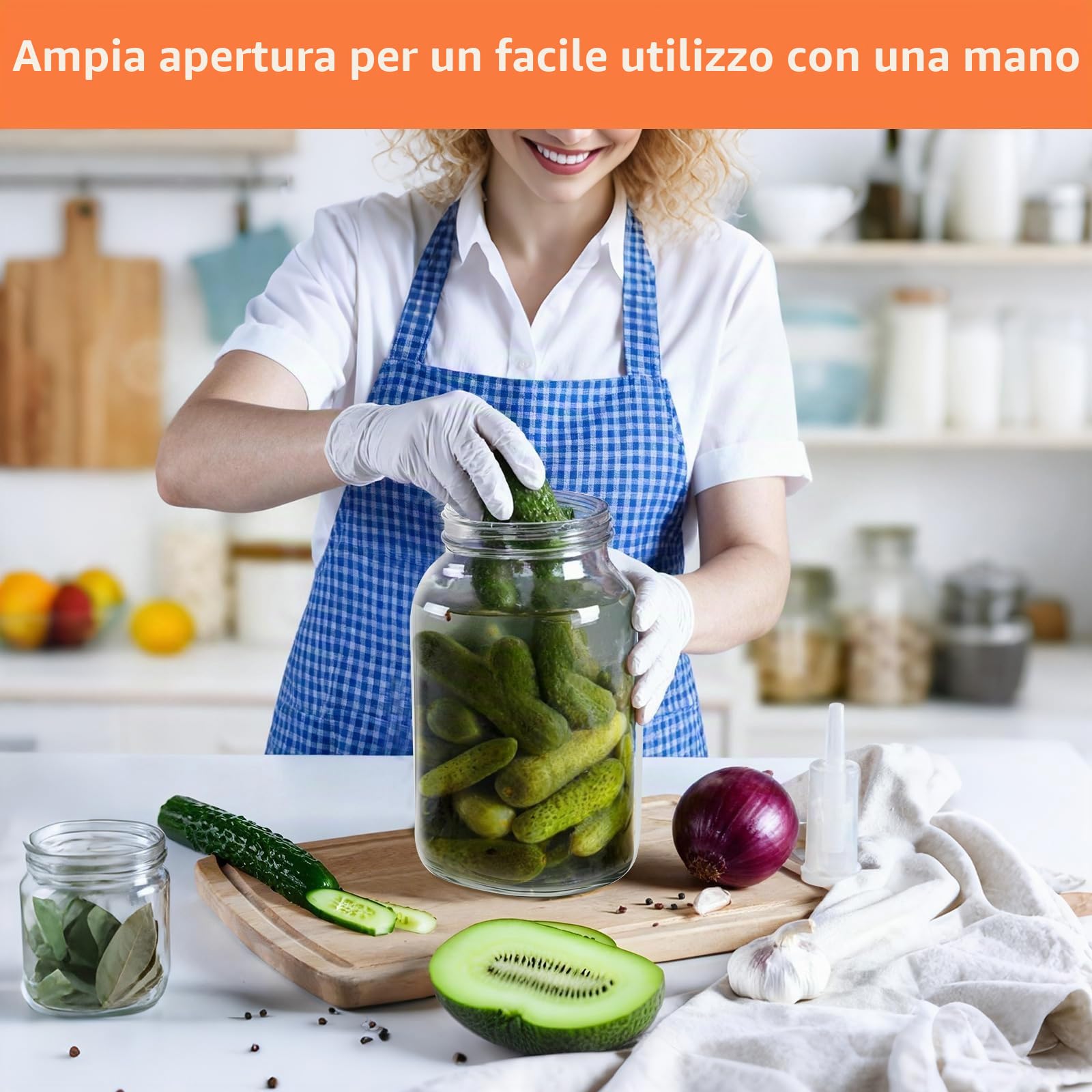 Confezione da 2 barattoli per fermentazione Kimchi da 2 l, barattolo per fermentazione con airlock perfetto per fermentazione per kimchi crauti lievito naturale, barattoli in vetro con