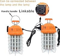 Vista 5 de NS Luz de trabajo temporal LED de 100 W, 15500 lúmenes, luz blanca diurna 5000 K, polvo IP64 e impermeable, cubierta de acero inoxidable para taller