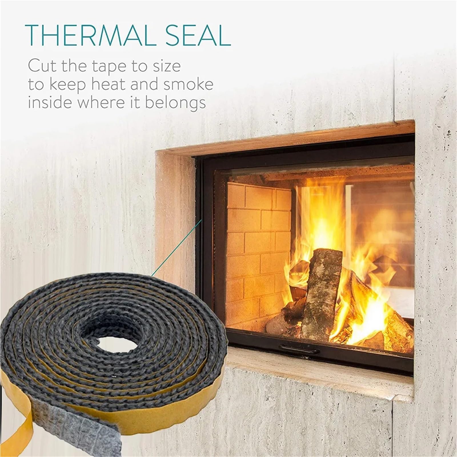 Guarnizione Stufa a Legna Corda for stufa piatta nera da 20/25 mm x 2 m | Guarnizione autoadesiva in fibra di vetro for camino, guarnizione for porta del camino(25mmx2m)