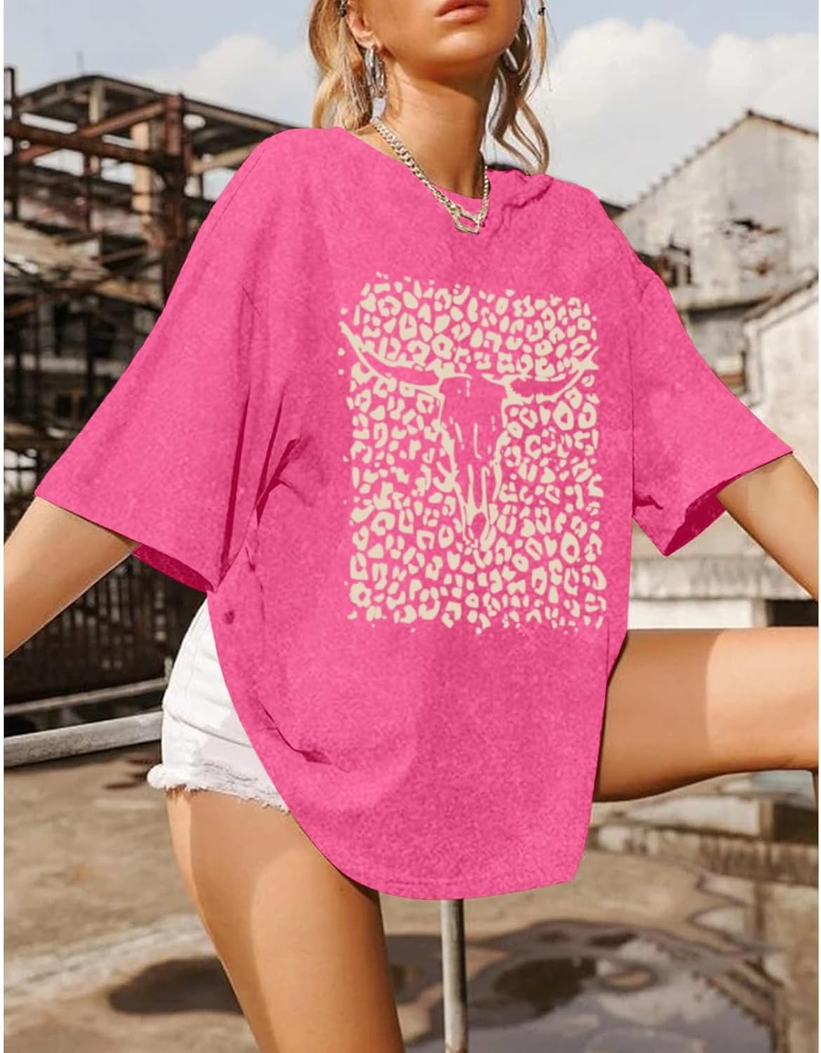 Oversized Wild West Cowboys T-Shirt for Women Vintage Country Music Tee Western Rodeo Graphic Tee Short Sleeve Loose Top - Image 3