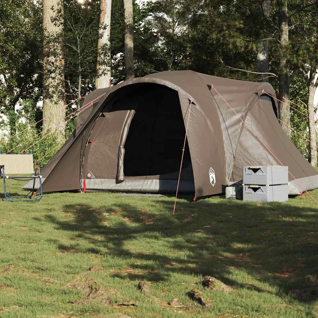 Tienda de campaña para 6 personas con conexión E, impermeable, color marrón