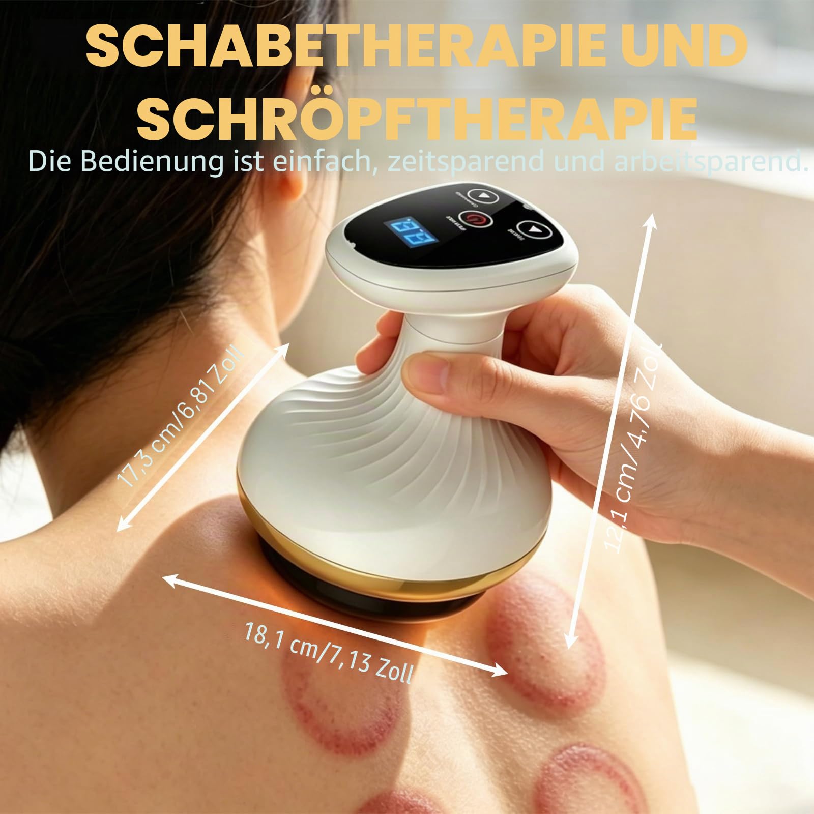 Cellulite Massagegerät, 4-in-1 Elektrischer GuaSha Massager mit 9 Stufen | Vakuum-Schröpftherapie, Wärmetherapie, Wiederaufladbar, Schröpfgerät Elektrisch zur Hautstraffung & Durchblutung
