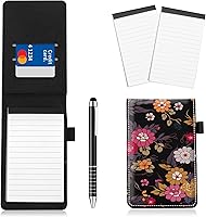 Vista 26 de Juego de 4 soportes para bloc de notas de tamaño de bolsillo, de piel sintética, mini bloc de notas con 2 bloc de notas pequeños y lápiz capacitivo