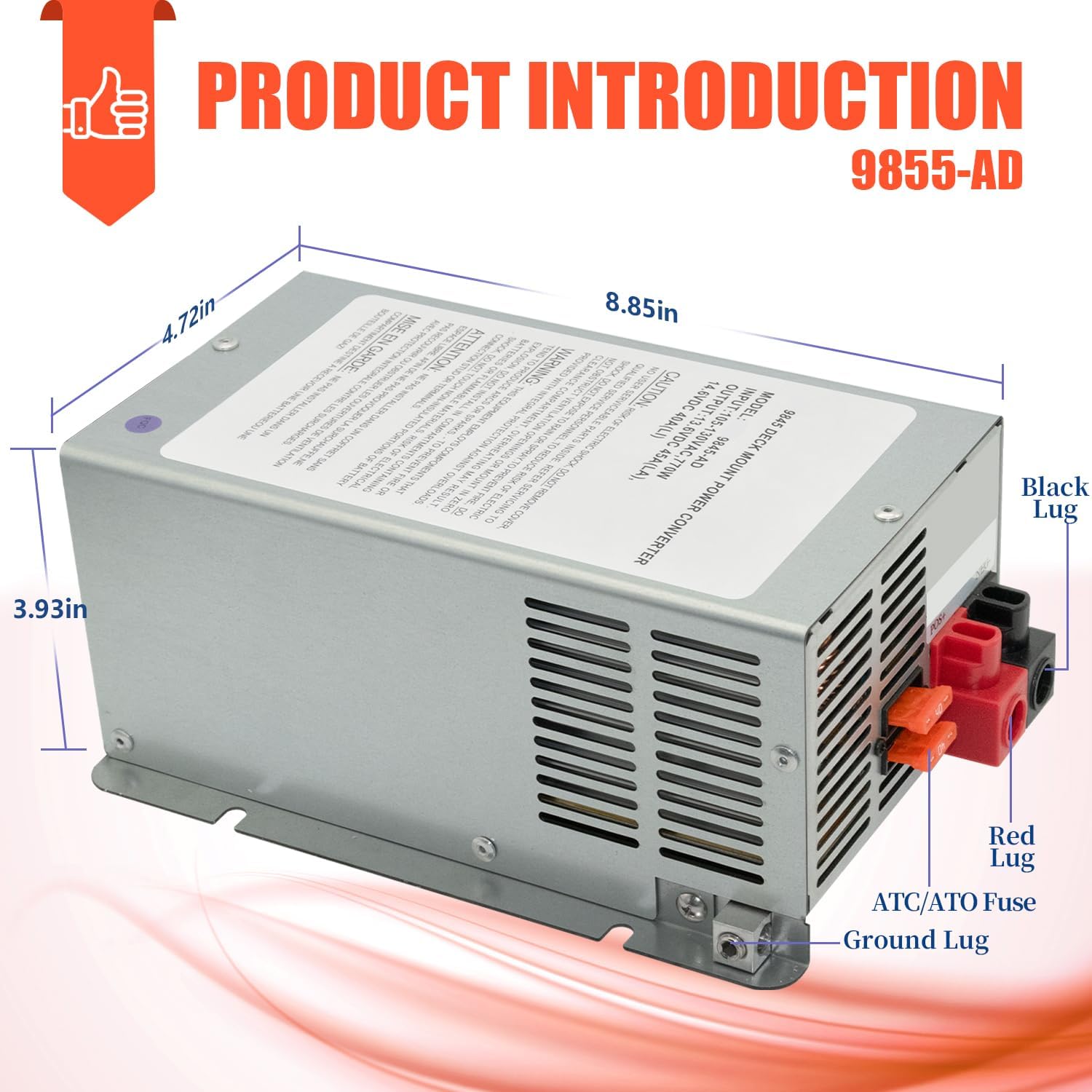 9855-AD 55 Amp Deck Mount Power Converter/Charger Replacement for RV Trailer Camper 9800 Series