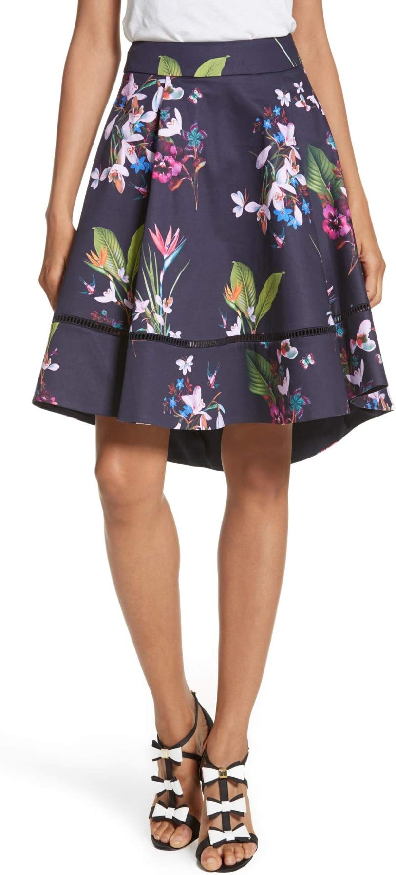 Ted Baker Plio Tropical Oasis Dip Hem Skirt