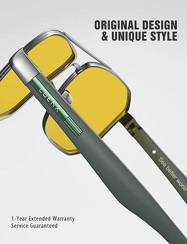 Miniatura 4 de LUENX Gafas de sol de aviador para hombre, cuadradas, polarizadas, polígono, UV400, lentes de sol con accesorios