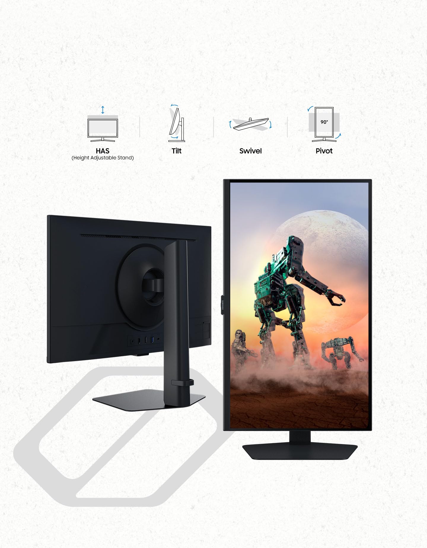 Samsung Ecran PC Odyssey G50D 32’’ 180Hz, 1ms, Dalle Fast IPS, Résolution QHD:2560x1440, Contraste 1000:1, AMD FreeSync, Auto Source Switch +, HDR400, Pied ajustable, DisplayPort, HDMI, LS32DG502EUXEN