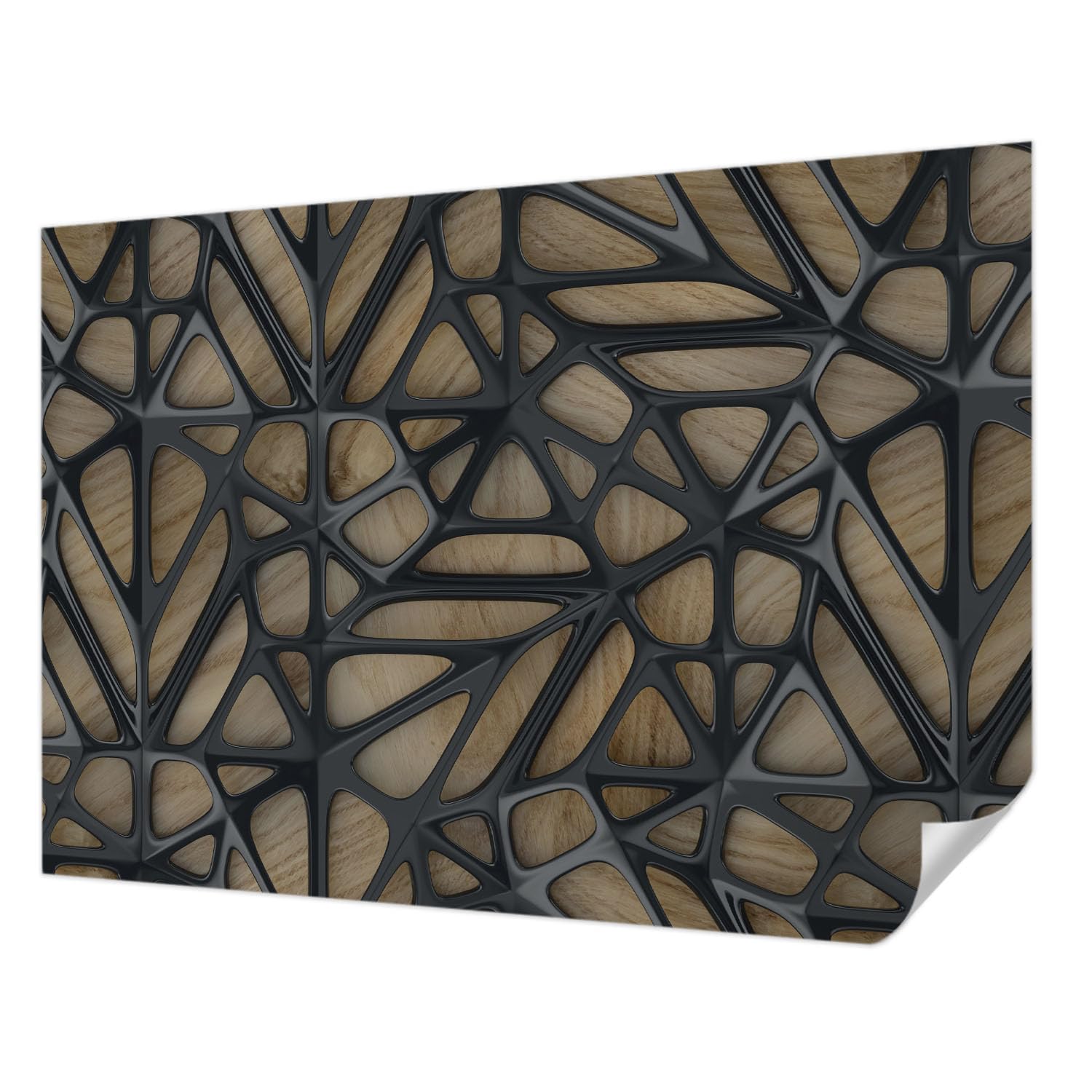 Décoration intérieure de chambre avec le décor mural adhésif panoramique Tulup filet en bois