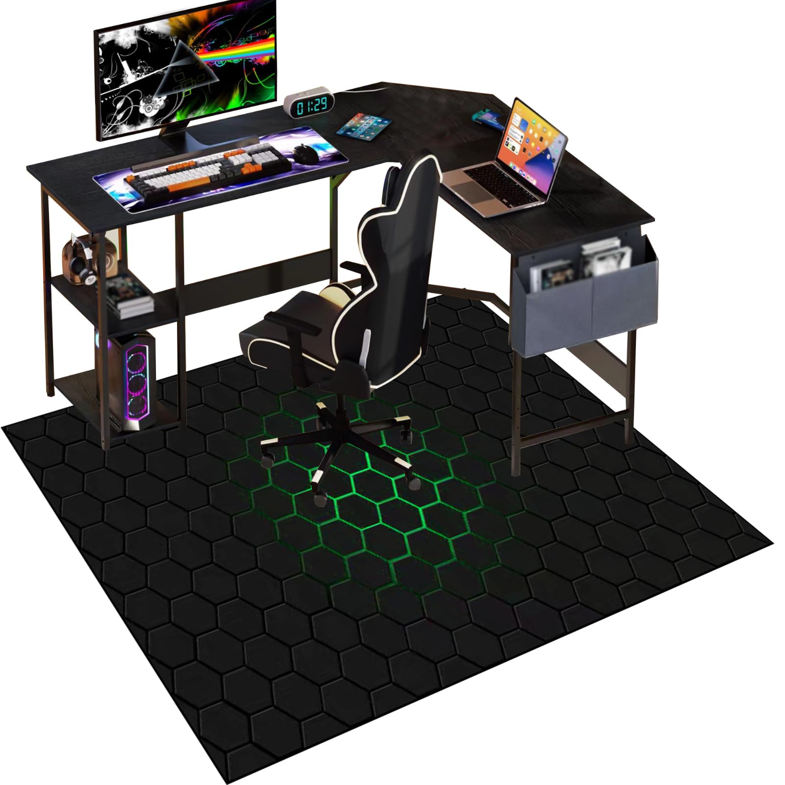Office Gaming Chair Mat for Hardwood Floor, 120 x 160 cm Desk Chair Mats, Hard Floor Protector Mat for Office Chair, Non-slip Gaming Chair Mat for Wooden Floors, Computer Chair Rug for Home, Office