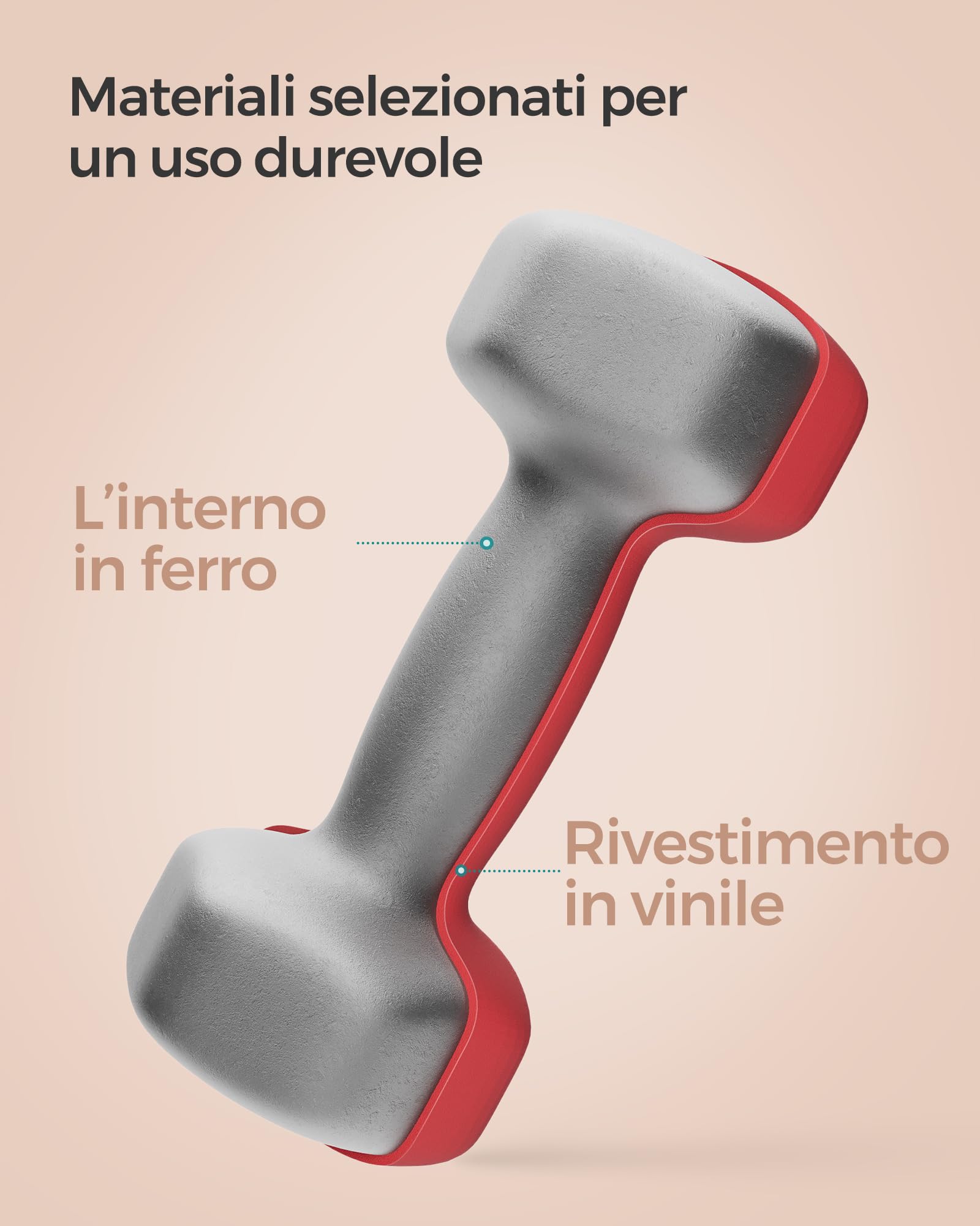 SONGMICS Set di 2 manubri, manubri corti, esagonali, rivestimento in neoprene, allenamento della forza, allenamento, fitness, per la casa