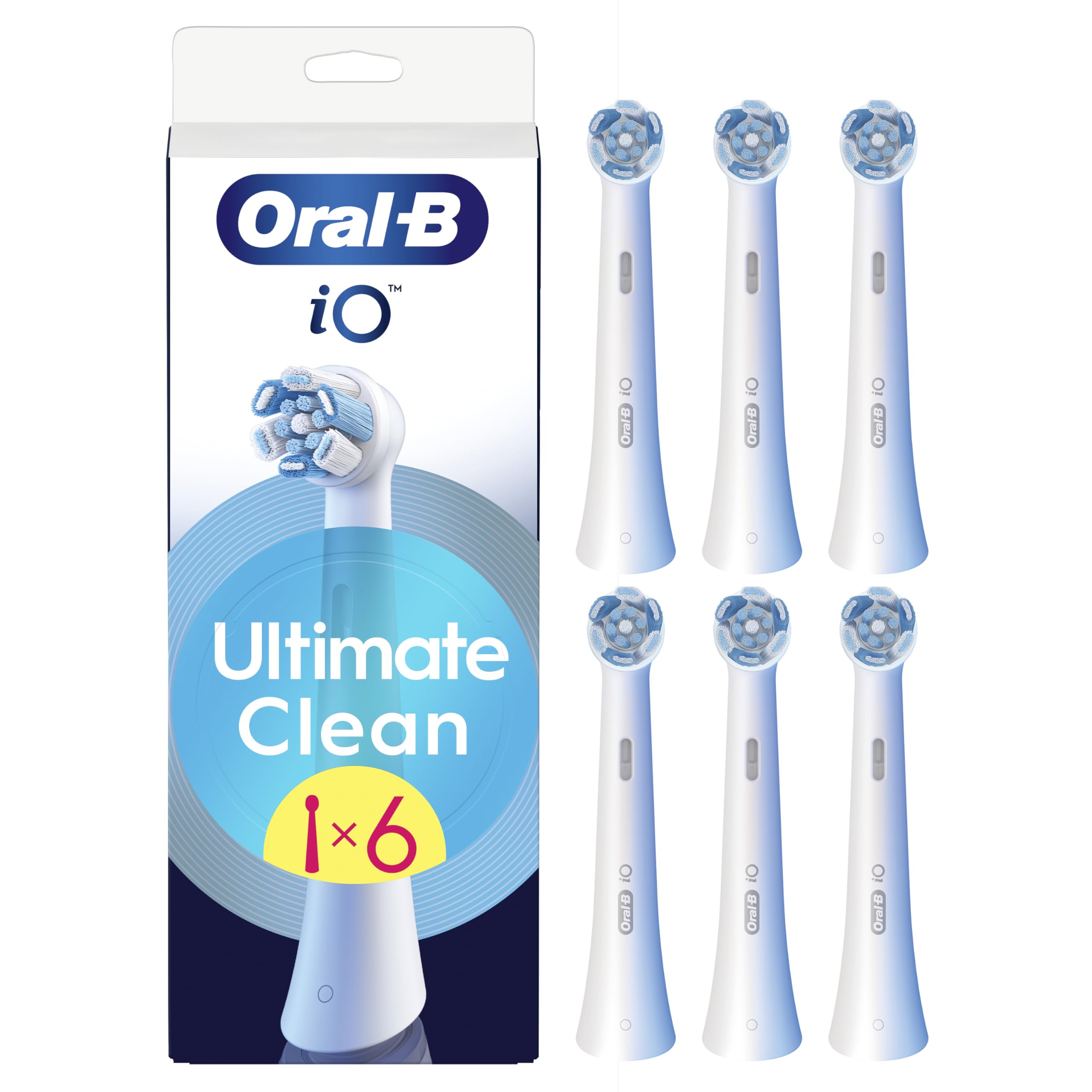 Oral-B iO Ultimate Clean Oryginalne wymienne okrągłe końcówki szczoteczek elektrycznych, z krzyżującymi się włóknami do zaawansowanego dokładnego czyszczenia i usuwania płytki bakteryjnej,Oral-B iO, 6