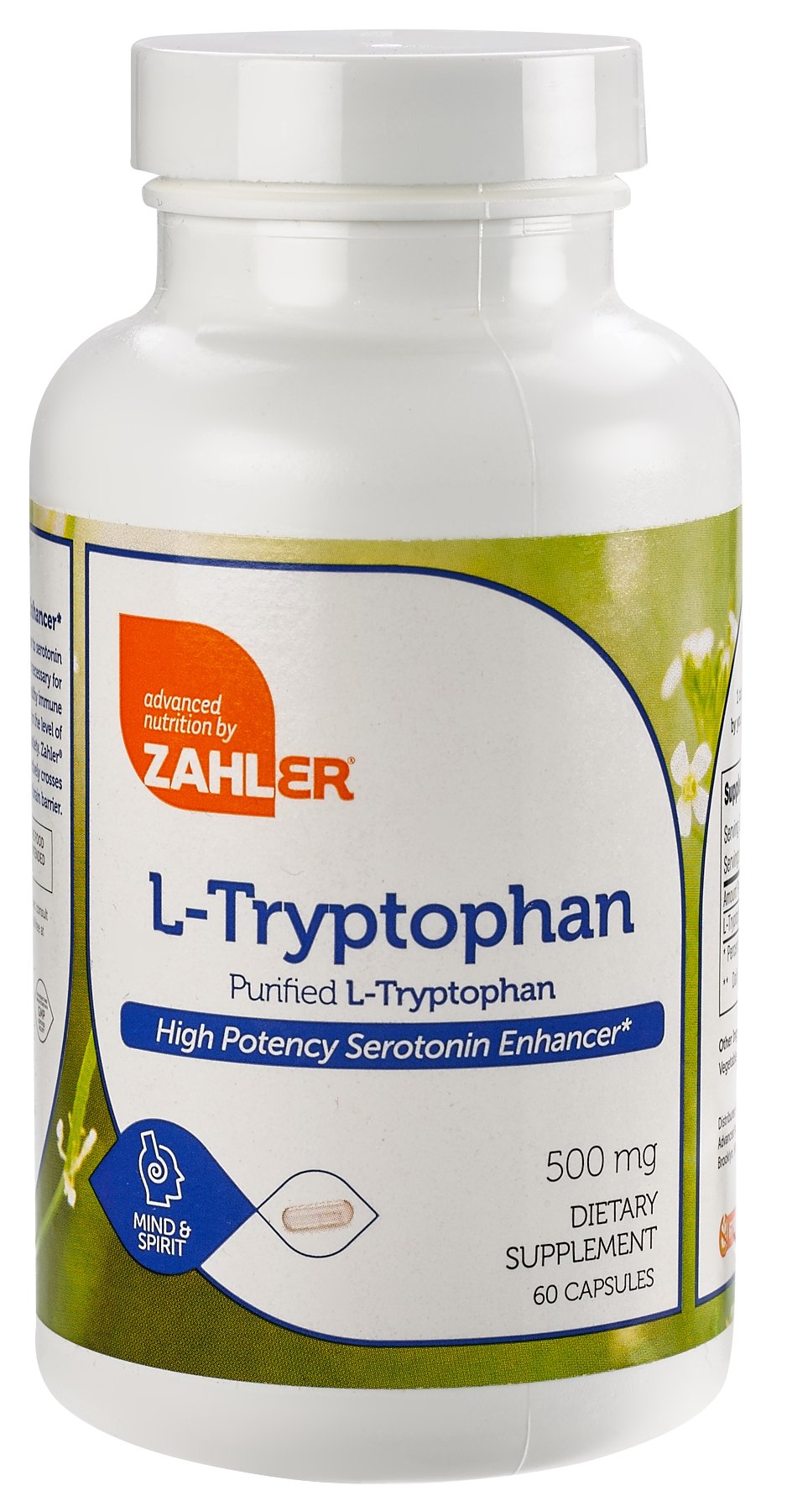 Zahler L-Tryptophan 500mg - Purified L Tryptophan Supplement - High-Potency Amino Acid for Serotonin and Balanced Mood Support - Vegetarian-Friendly, Kosher, No