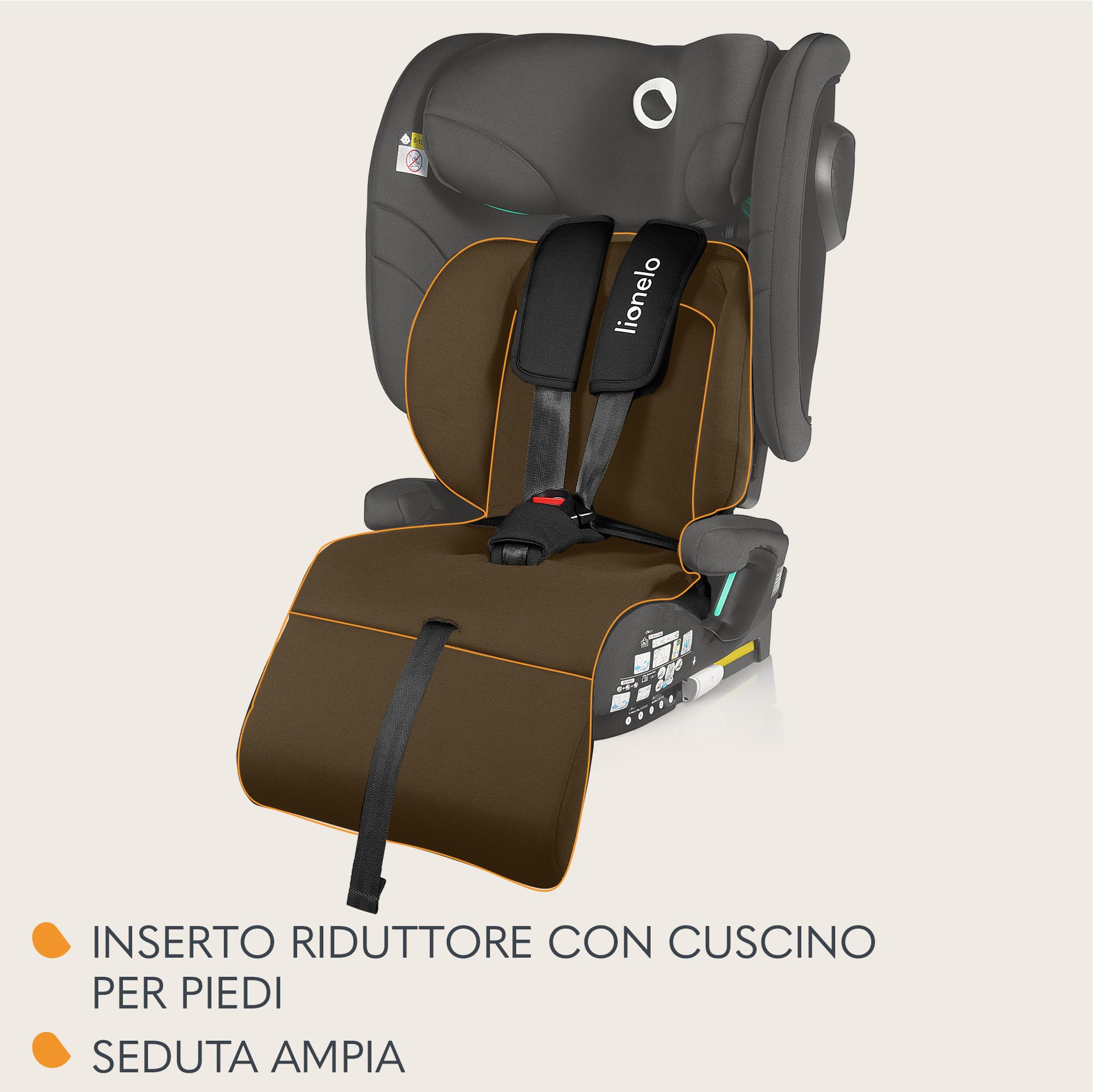 LIONELO Seggiolino Auto NELLY I-SIZE Pieghevole per Bambini 76-150 cm | (15 mesi - 12 anni) Gruppo 1 2 3 Installazione in avanti con ISOFIX o/e Cinghia TT,Protezione Laterale, Regolazione