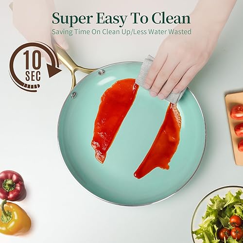 Miniatura 4 de Juego de ollas y sartenes antiadherentes de 7 piezas antiadherentes con asas que se mantienen frescas, juego de ollas y sartenes 100% libres de PFOA