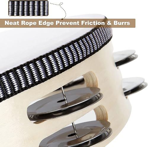 Miniatura 3 de Paquete de 3 panderetas de mano (pandereta de madera (paquete de 2)