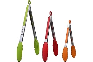 Popco Silicone Kitchen Tongs Set for Grilling, Cooking, Salads