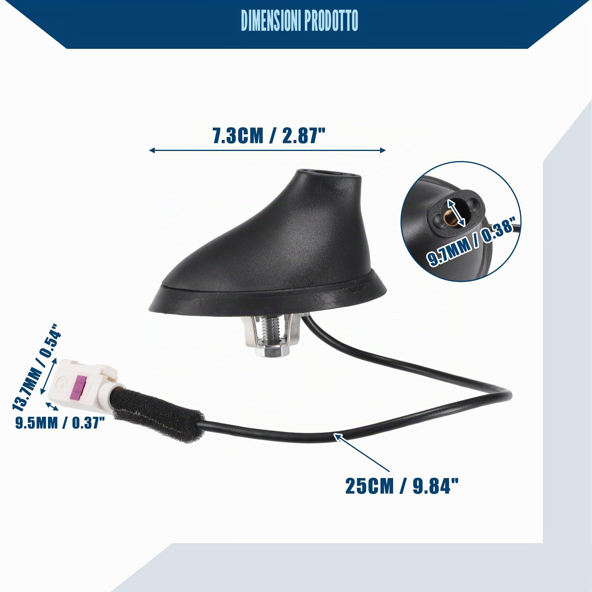 A ABSOPRO Base Dell'Antenna Per Fiat 500 Esterna Resistente 1 Pz