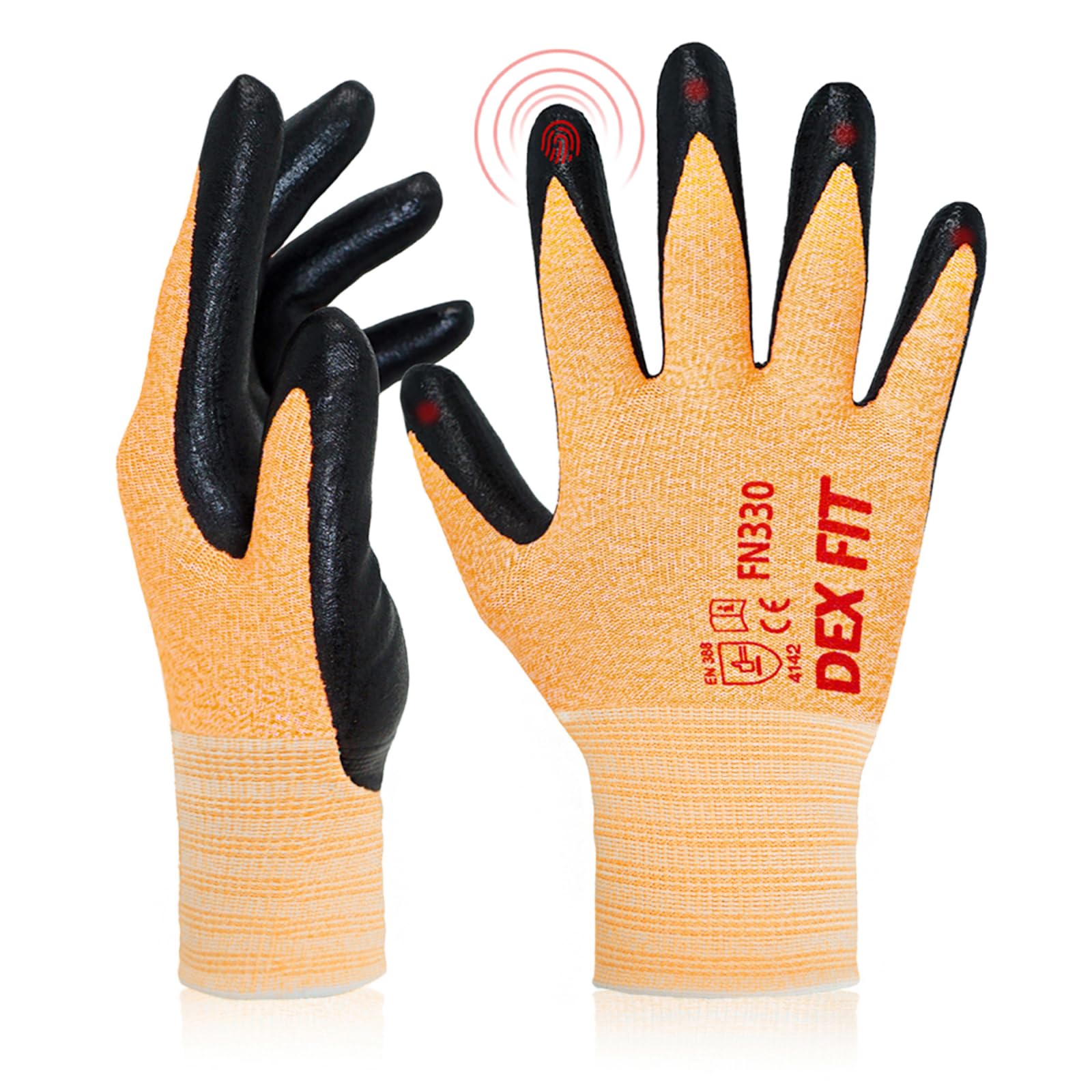 DEX FIT Guantes de Trabajo FN330, Ajuste Cómodo Elástico 3D, Buen Agarre, Recubrimiento de Espuma Duradero de Nitrilo, Táctil, Fino y Ligero, Lavable en la Lavadora — view 24