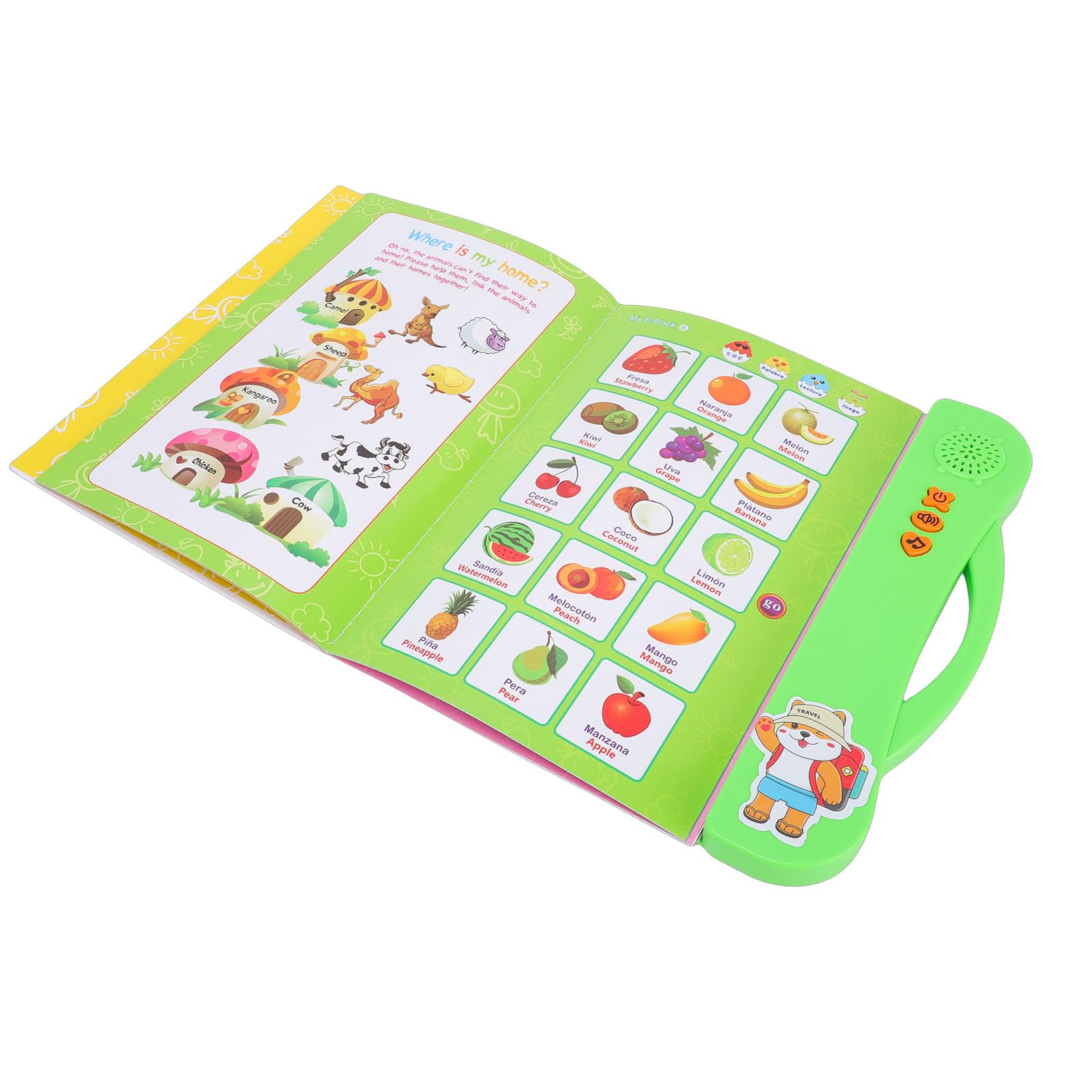 PUSOKEI Toca y Aprende Español Inglés Bilingüe Libro de Actividades Interactivo para Niños, Juguete Educativo para la Adquisición del Lenguaje, Herramienta de Aprendizaje Atractiva para Mentes