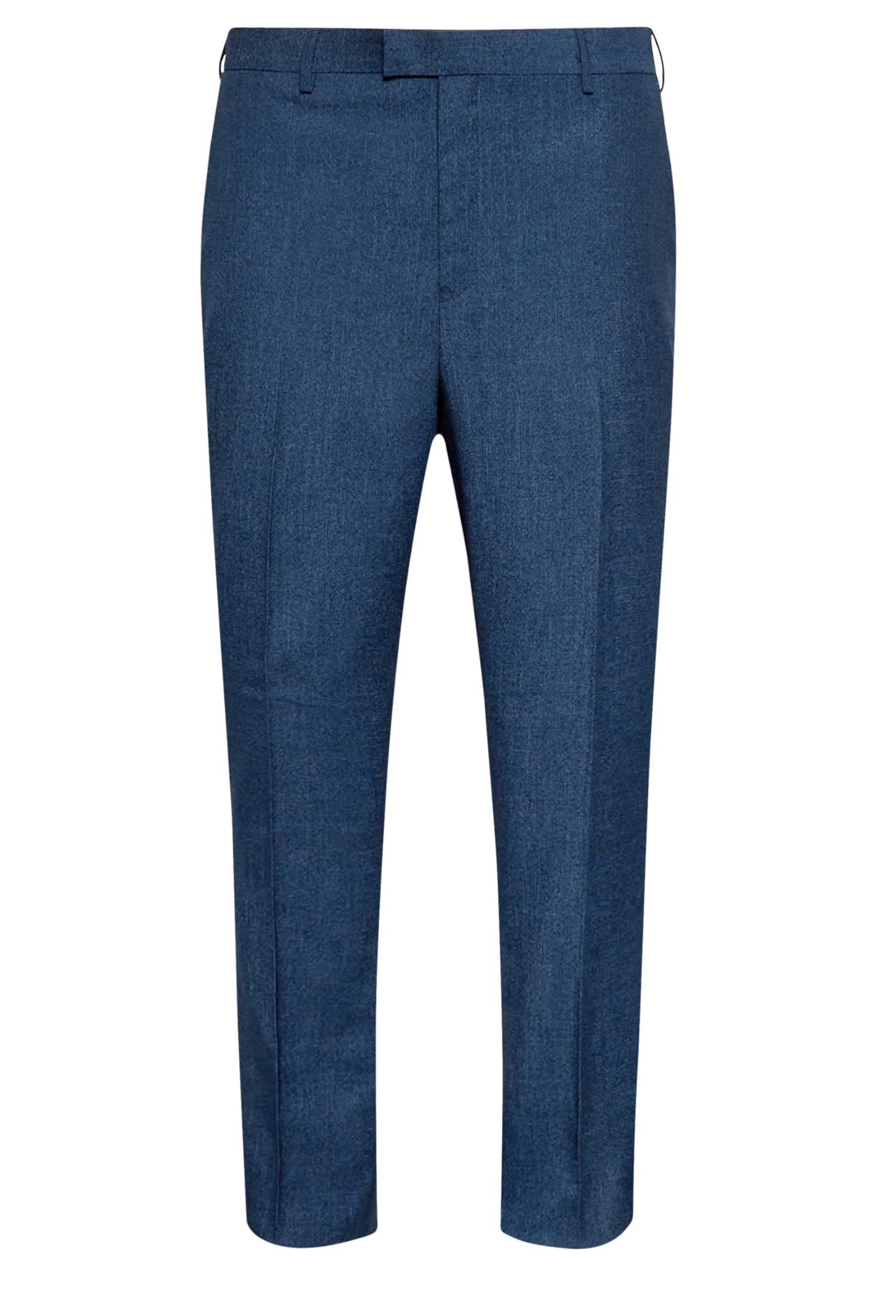 Badrhino Men's Blue Tailoring Big & Tall Textured Suit Trousers - Plus Size Curve