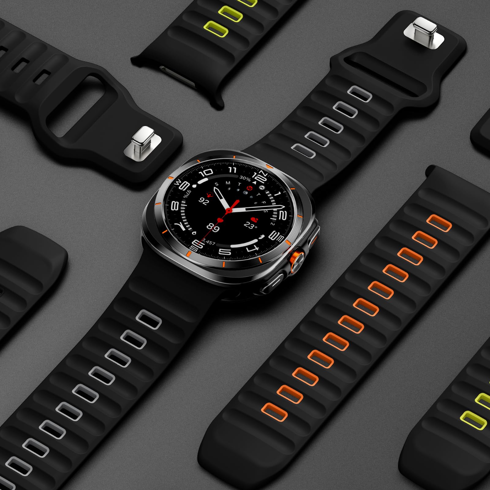 Acextro Paquete de 4 correas de silicona de 26 mm de ancho compatibles con Galaxy Watch Ultra de 47 mm (2024/2025), correa impermeable suave para Samsung Galaxy Watch Ultra, correa deportiva duradera