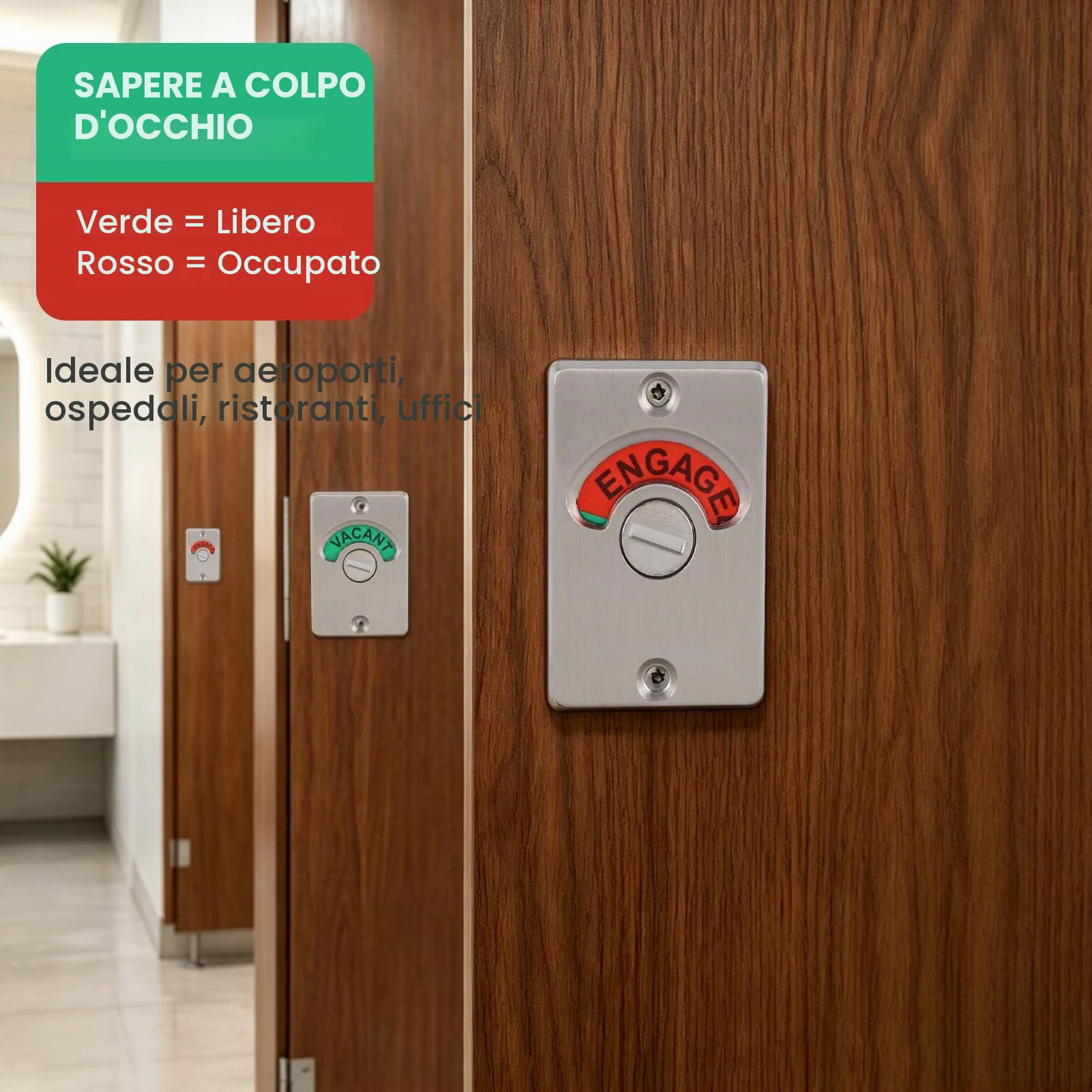 Indicatore di Blocco della Porta, Segno di Occupato Libero, Blocco di Indicazione Impegnato Bagno Toilette WC Indicatore Privacy Serratura per Porta Morta per Bagno Bagno Pubblico