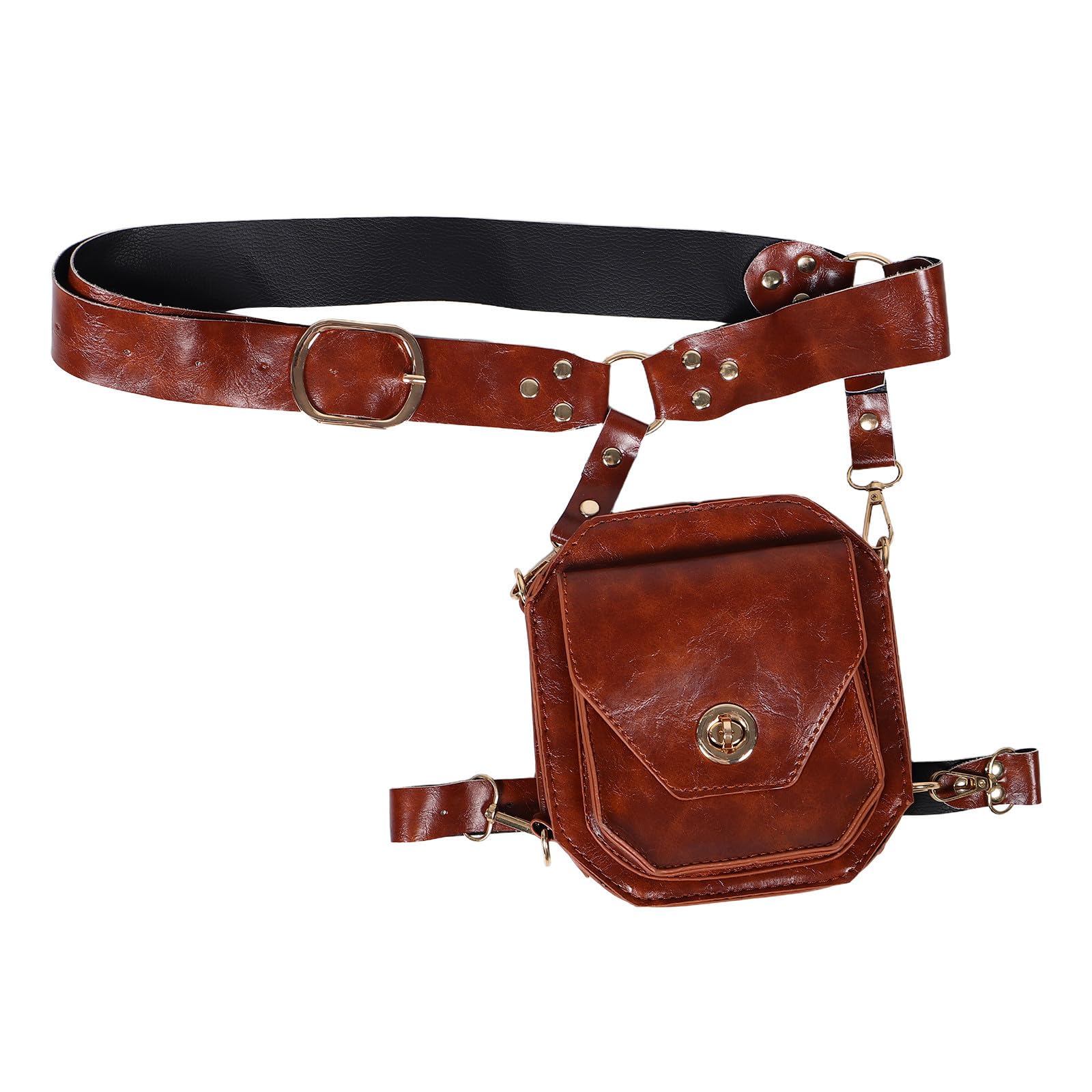 Tofficu 5 Stück Vintage Mittelalterliche Gürteltasche aus Kunstleder mit Schutzfunktion und Verschleißfestigkeit für Partys und Festivals im Steampunk Ritterstil für Damen