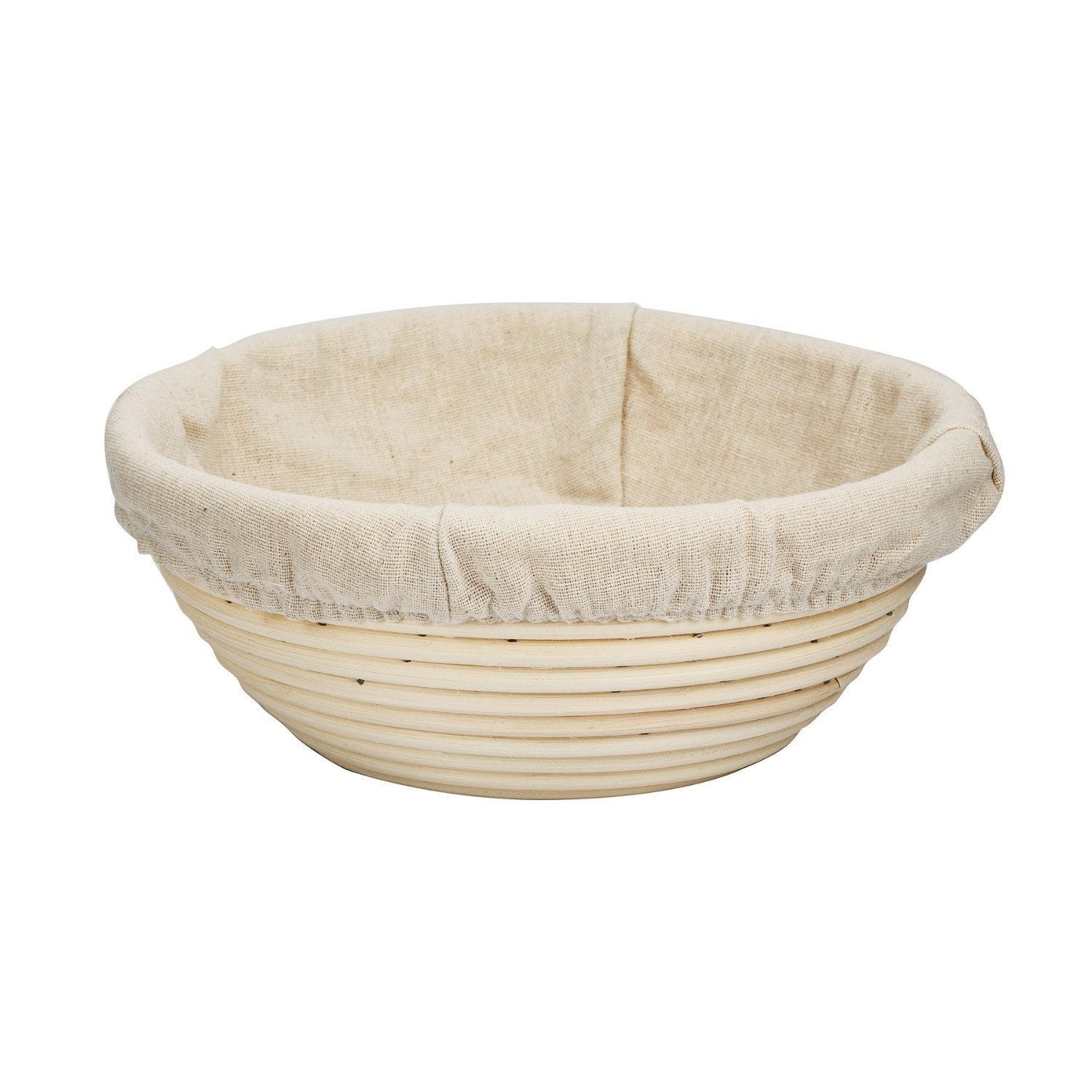 eoocvt 8.2 inch Round Banneton Brotform Bread Dough Proofing Rising Rattan Handmade Basket with Linen Liner Cloth - 21 x 7cm