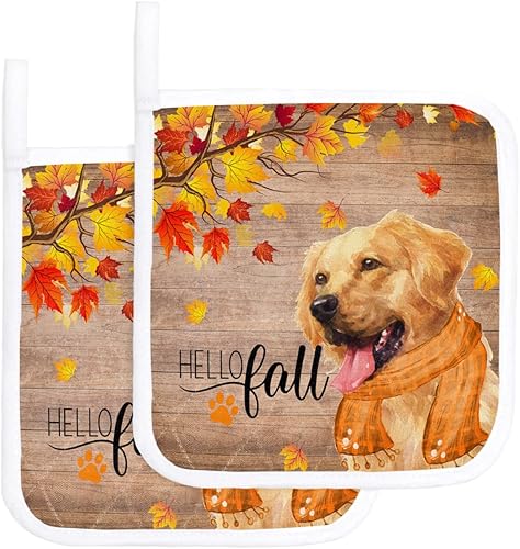 Miniatura 1 de Juego de 2 soportes para ollas de Acción de Gracias para cocina, platos de cacerola, almohadillas a prueba de calor con lazo para colgar,