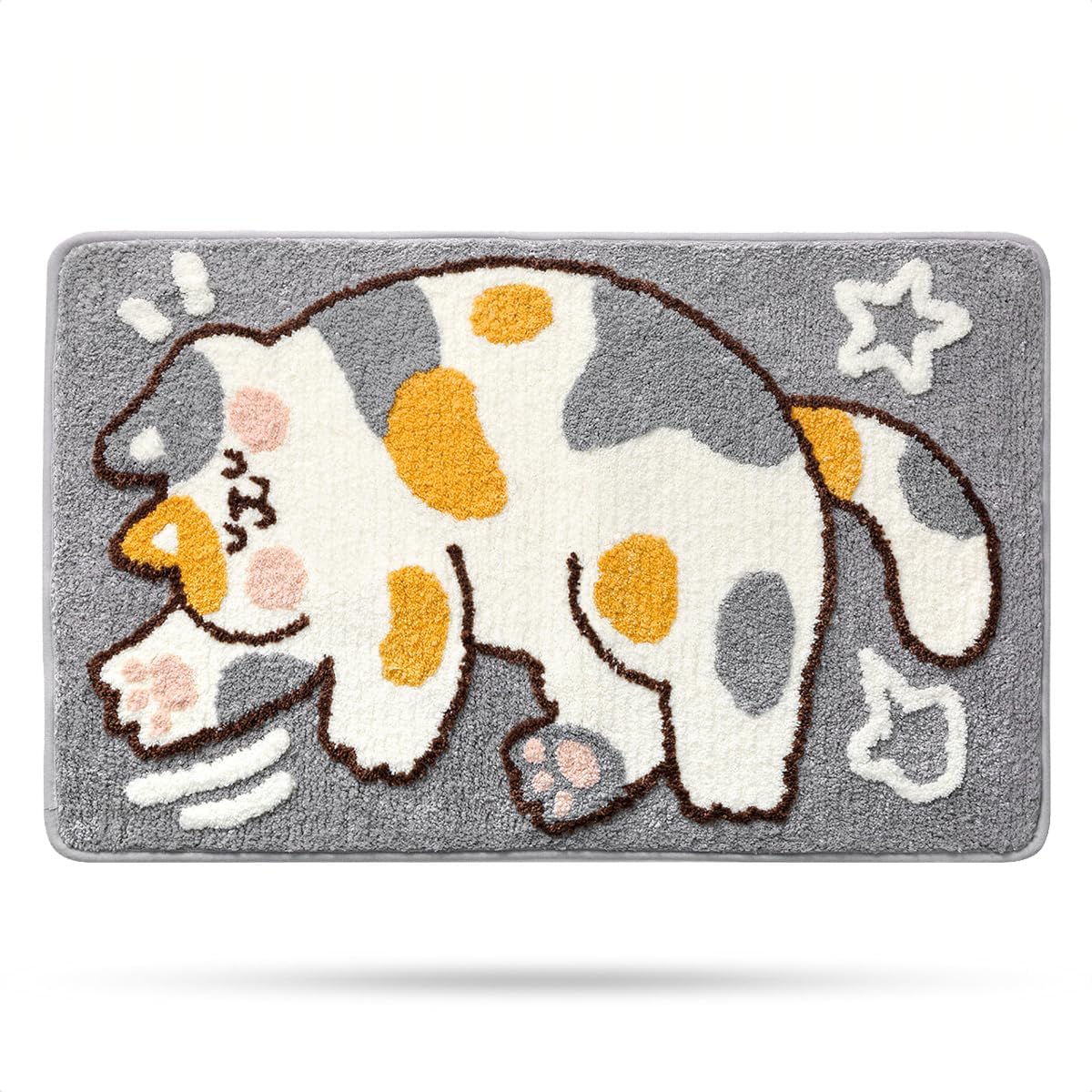 Molesun Cat Bath Mat Bathroom Rug, Plush Microfiber Shower Rug Non-Slip Water Absorbent Bath Rug, Funny Animal Floor Mats for Kids Room, Bedroom,