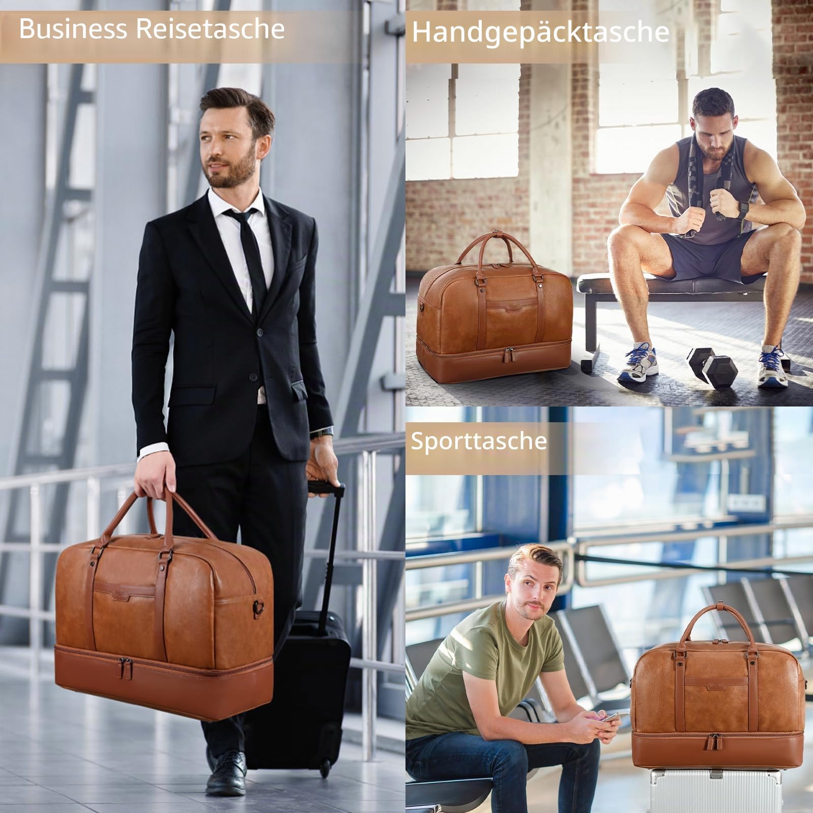 Wogarl Weekender Bag für Damen und Herren, große Übernachtungstasche, Reisetasche
