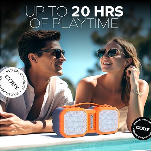 Miniatura 2 de Coby Ranger - Altavoz portátil inalámbrico con Bluetooth 5.3 y radio FM, IPX5 resistente al agua, entrada de tarjeta Micro-USB, AUX y TF, batería