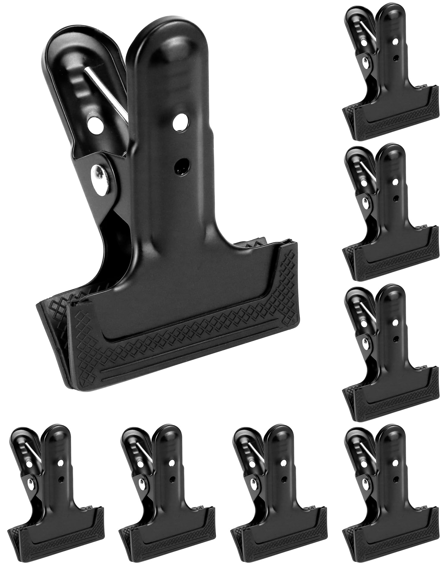 QWORK® Lot de 8 Pinces à Ressort, mâchoires de Serrage Fortes, Protection en Caoutchouc, Clips de Fond d'appareil Photo Polyvalents