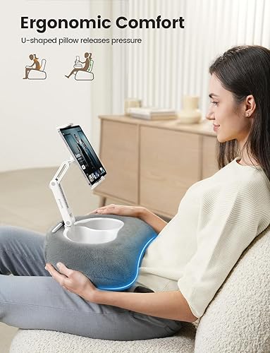 Miniatura 3 de Lamicall Soporte de almohada para tablet  Cuenco de grado alimenticio Suave y esponjoso Soporte para iPad Kindle con brazo ajustable, accesorios