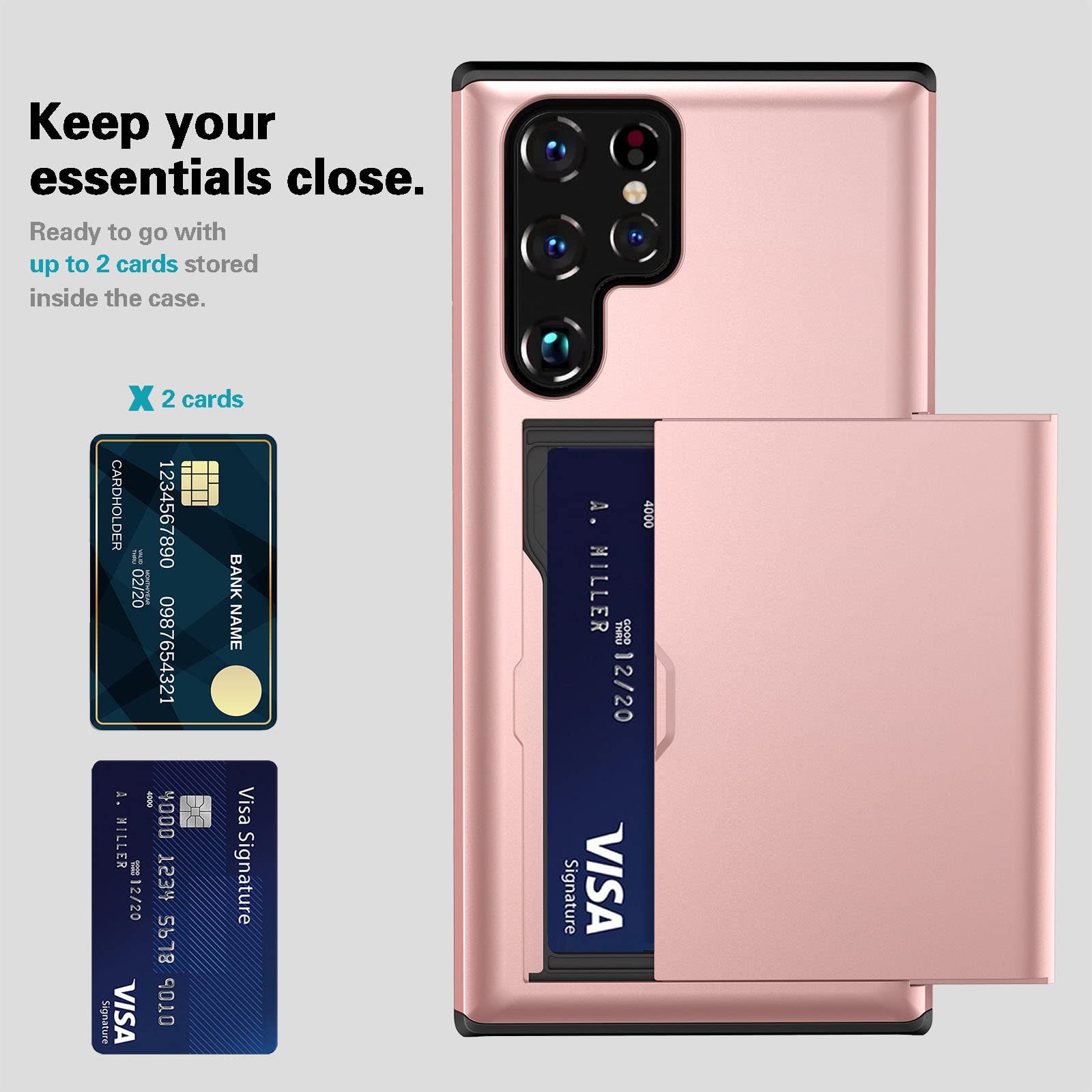 Funda per Samsung Galaxy S22/S22+/S22 Ultra, Estuche Billetero De Premium Carcasa Trasera con Ranura para Tarjeta Case Nti-Rasguño Anti-Huella Estuche,Plata,S22 Ultra 6.8"