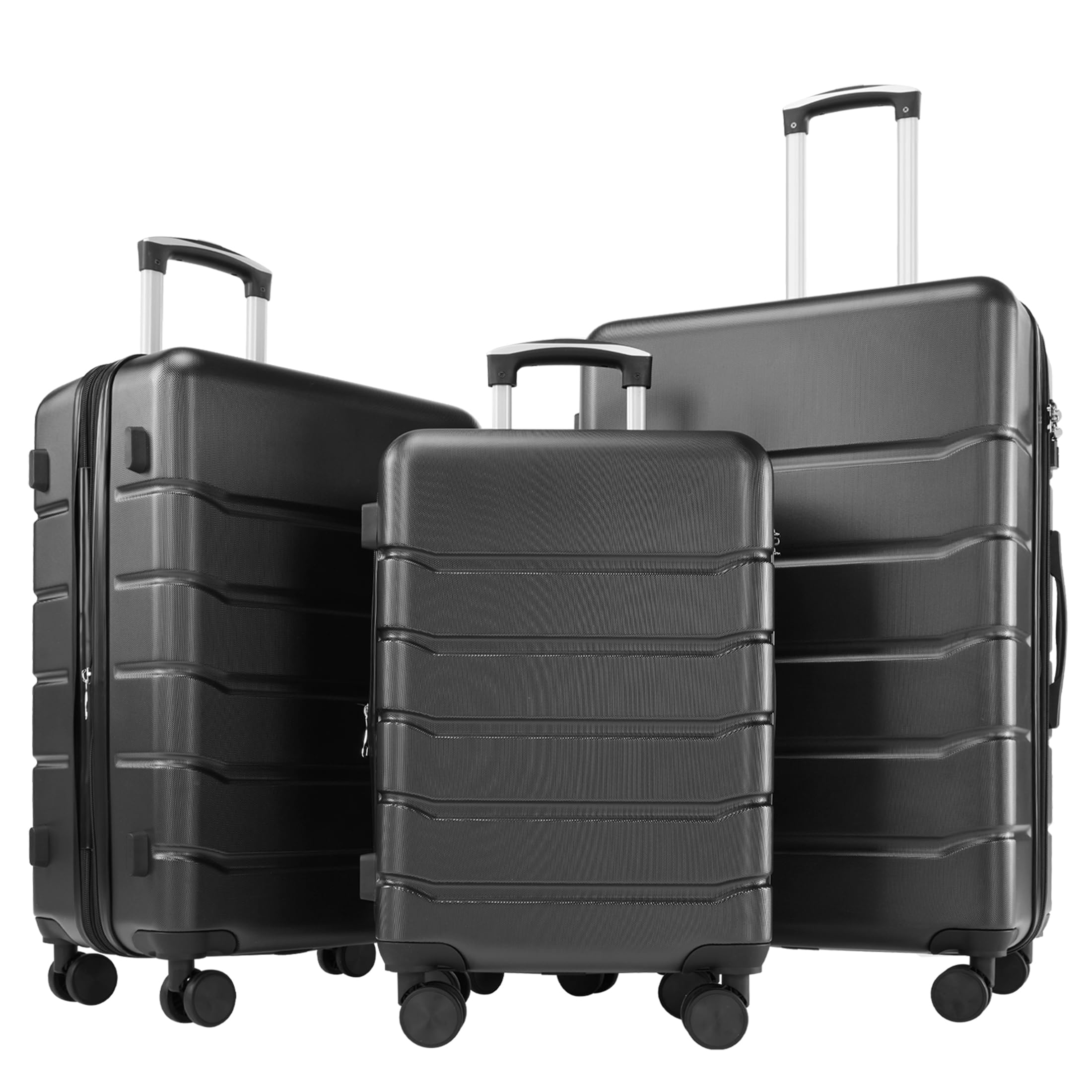 OLIXIS 3-Piece Luggage Set 20 24 28 Inch Hardside Suitcases with Spinner Wheels Lightweight ABS Hard Shell Travel