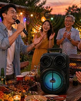 YamanHobi RGB I kl  Bluetooth Karaoke Hoparl r Mikrofonlu USB TF Kart Destekli Ta nabilir Speaker -