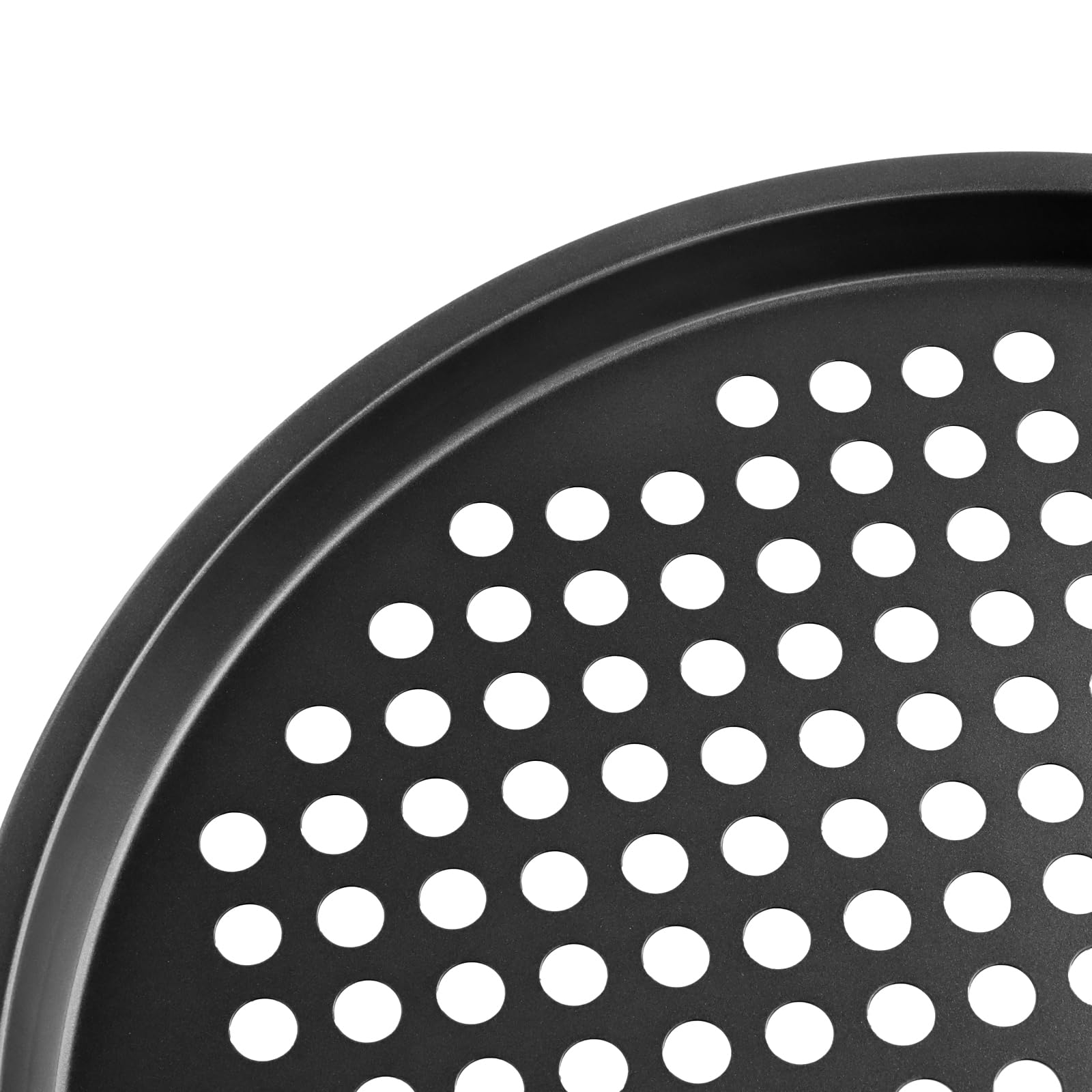 Lot de 6 plaques à pizza rondes de 33 cm - Antiadhésives - Avec trous - En acier carbone noir - Pour pizzas, biscuits, pains, tartes