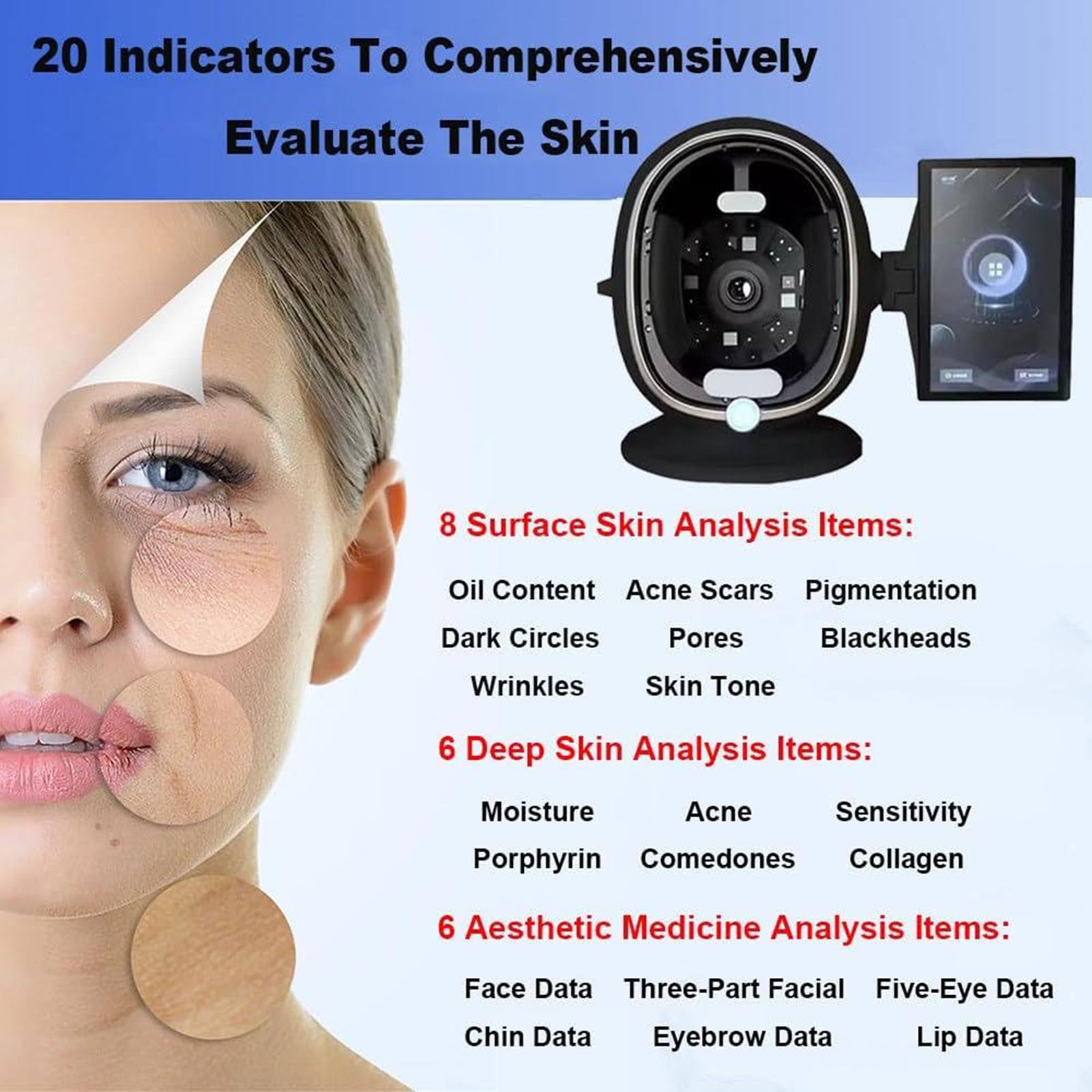 AI Smart Facial Skin Analysis Machine, Zur Beurteilung Des Hautzustands