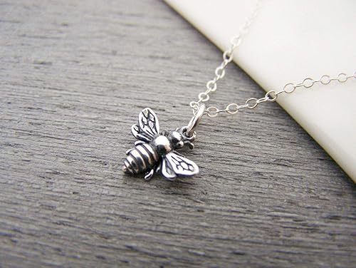 Miniatura 3 de Collar de abeja de plata de ley  Colgante de abejorro hecho a mano, regalo para ella