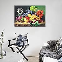 Vista 13 de Arte de pared vintage con imágenes de vino, obras de arte de vino y frutas, pintura al óleo sobre lienzo para comedor, pinturas de pared, lienzo Sin