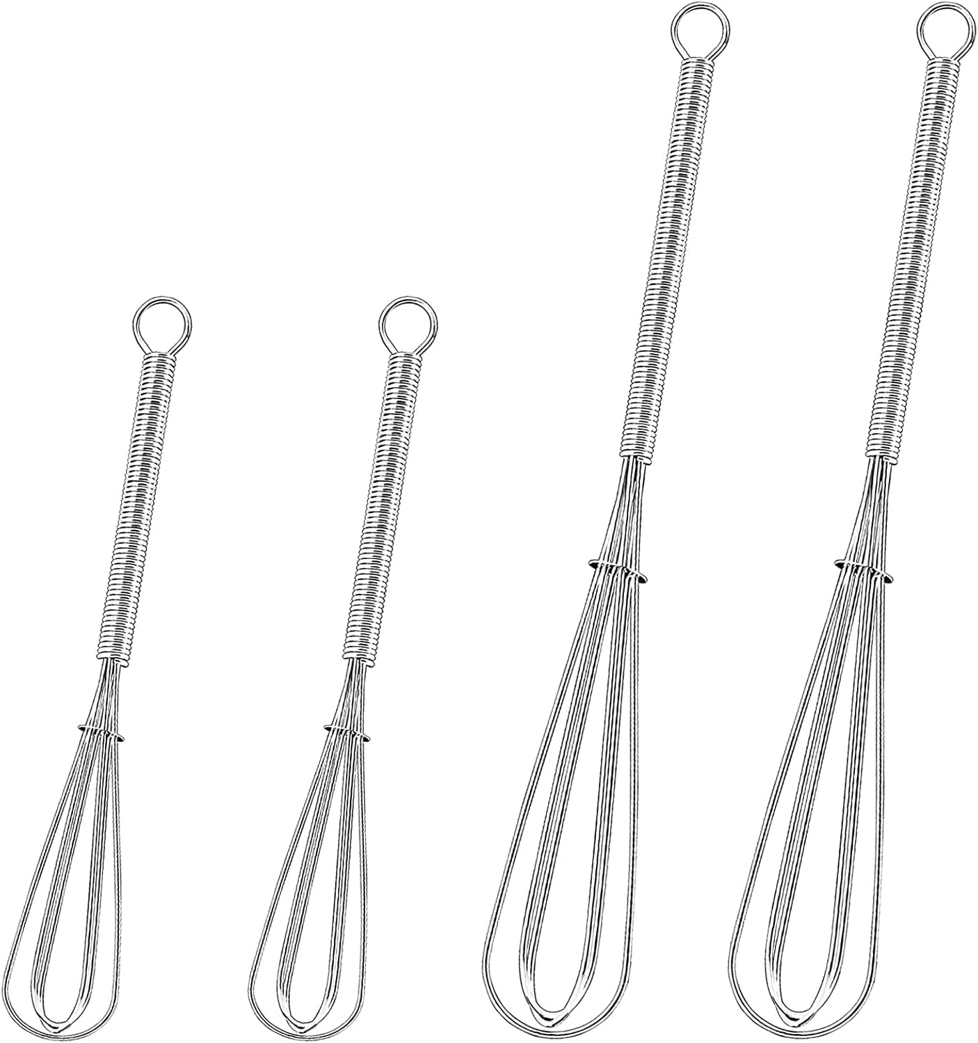 4 PCS Stainless Steel Kitchen Whisk, Kitchen Whisks Mini Wire Egg